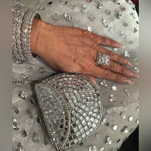 BRIDAL FORMAL MIRRORED MINI CLUTCH CROSSBODY BAG